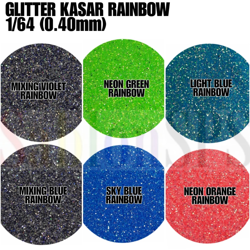 GLITTER BUBUK GLITER POWDER RAINBOW KASAR 1KG 1/64