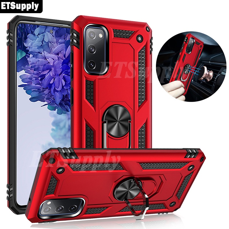 Untuk Samsung Galaxy S21FE Ultra Armor Ring Case Hard Magnetic Car Navigation Phone Cover Galaxy S21