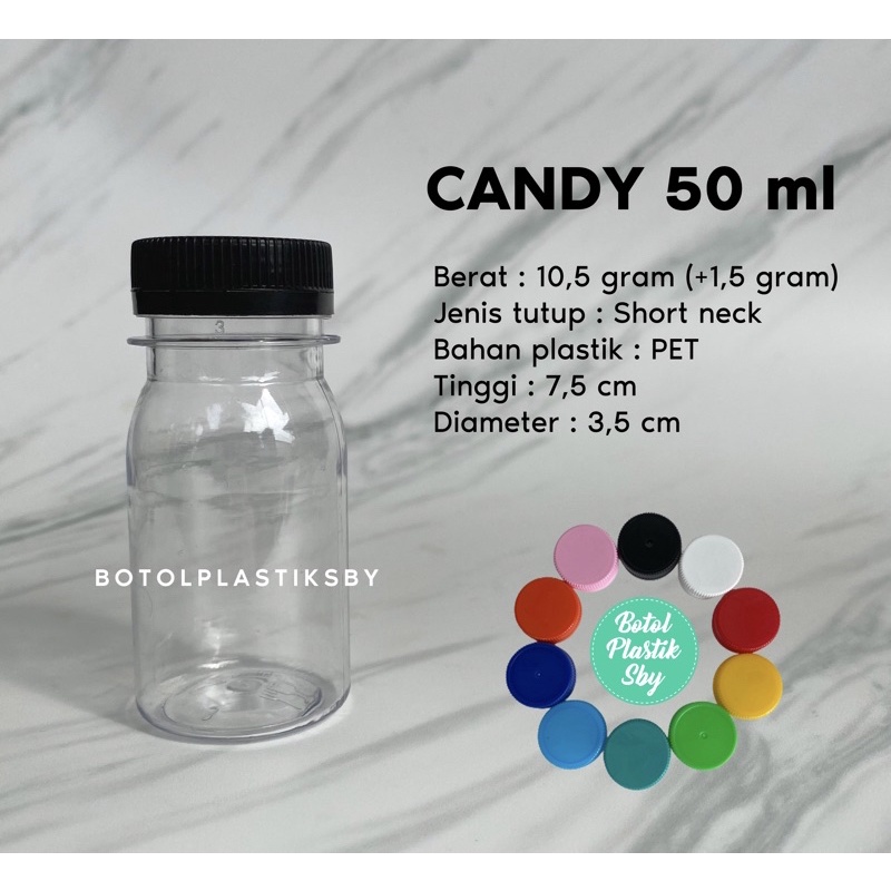 [GROSIR isi 200 pcs] Botol Jelly Candy 50 ml Kapsul Capsule Obat Zamzam Pudot Puding