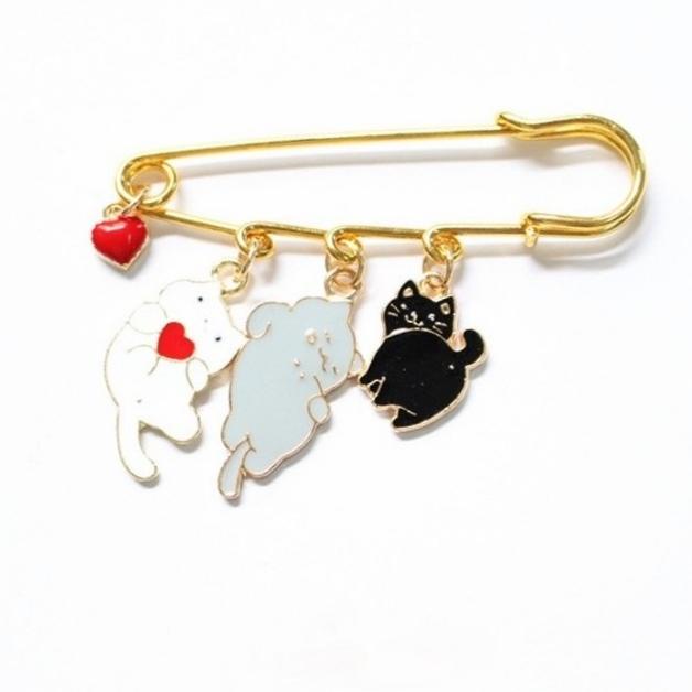 bros peniti besar kucing - brooch pin wanita - bros anak - bros hijab