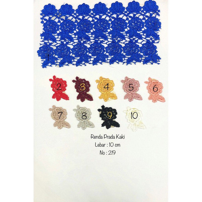 Renda Prada kaki, Renda Baju, Renda Bordir, Renda Giper, Renda Katun, Lebar 10 cm