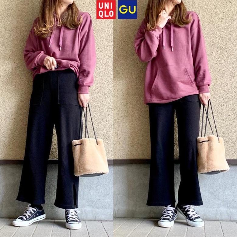 Uniqlo Ribbed Wide Pants with Slit ▫ Kru31au22ᴼ