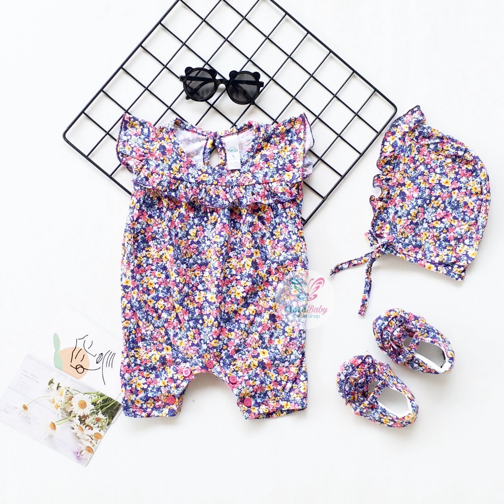 Plazababyku MX ROMPER PIPER setelan bayi motif bunga yang lucu free bonnet+sepatu PART3