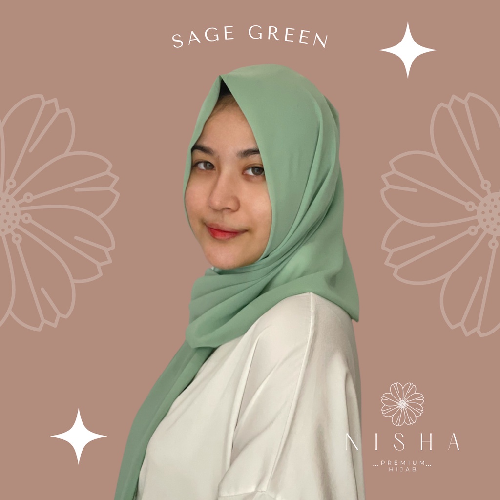 SAGE GREEN Pashmina AirFlow+ Nisha Ceruty  | Nisha Hijab | LANA Pashmina - Nisha AirFlow+ Ceruty | P