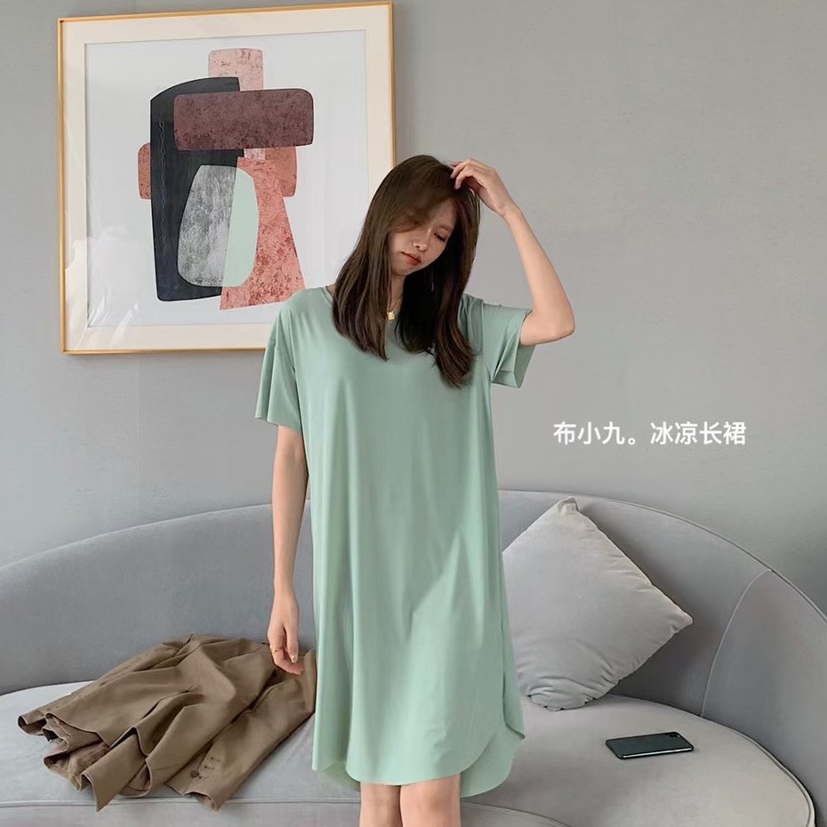 Casual Dress Silk wanita Model Longgar Motif polos kualitas import 100%