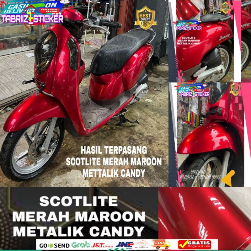 sticker skotlet metalik merah candy glossy / skotlet merah candy /skotlet motor / skotlet mobil