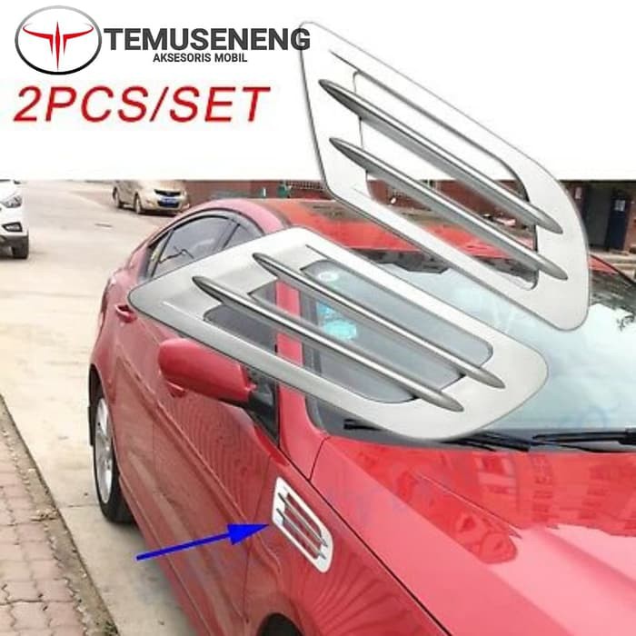 2Pcs Car Air Flow Mobil Silver Ventilasi Udara Imitasi Variasi Samping