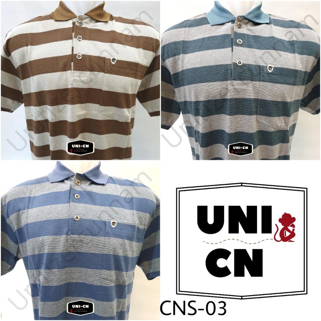 CUN NAM CNS - 03 / KAOS POLO MOTIF SALUR SAKU 3 WARNA - TC / Kerah Wangki Pria Dewasa Kantong.