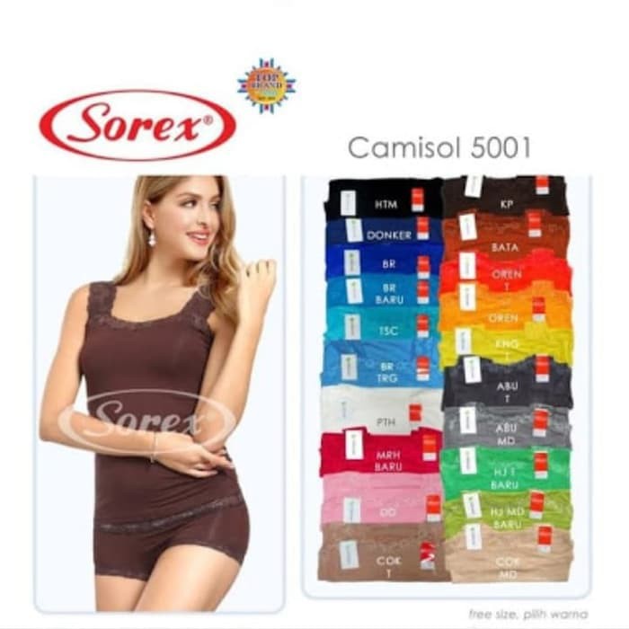 Tanktop Sorex 5001 Berbahan Katun Bambu dengan Motif Renda dan Leher U Neck