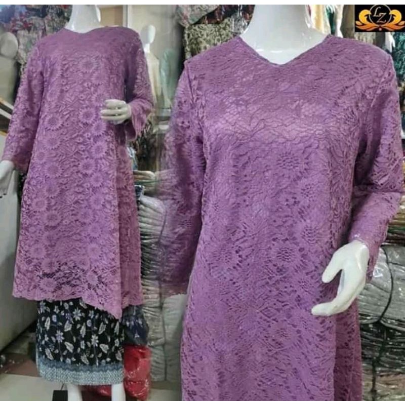 IndahKebaya | REAL PICTURE SETELAN KEBAYA KINANTI / KEBAYA TUNIK KURUNG / TOSCA LAVENDER MOCCA DUSTY