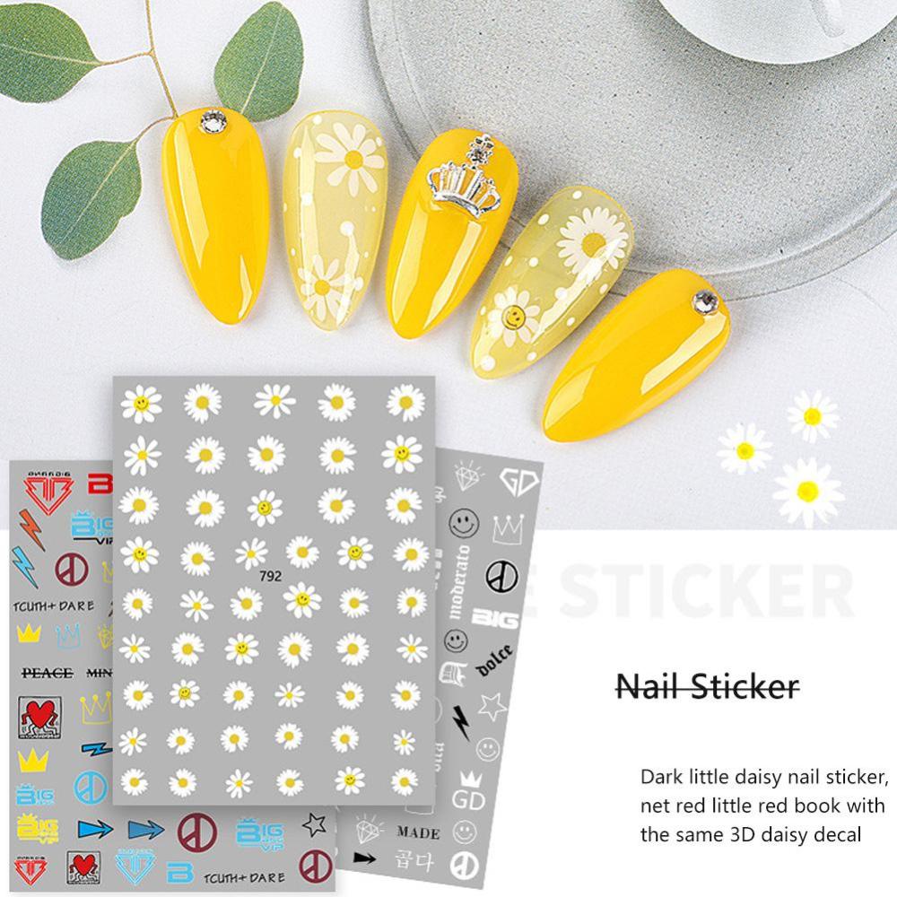 Timekey Stiker Kuku 3D Motif Bunga Aster Kecil Untuk Dekorasi Nail Art DIY A4K4