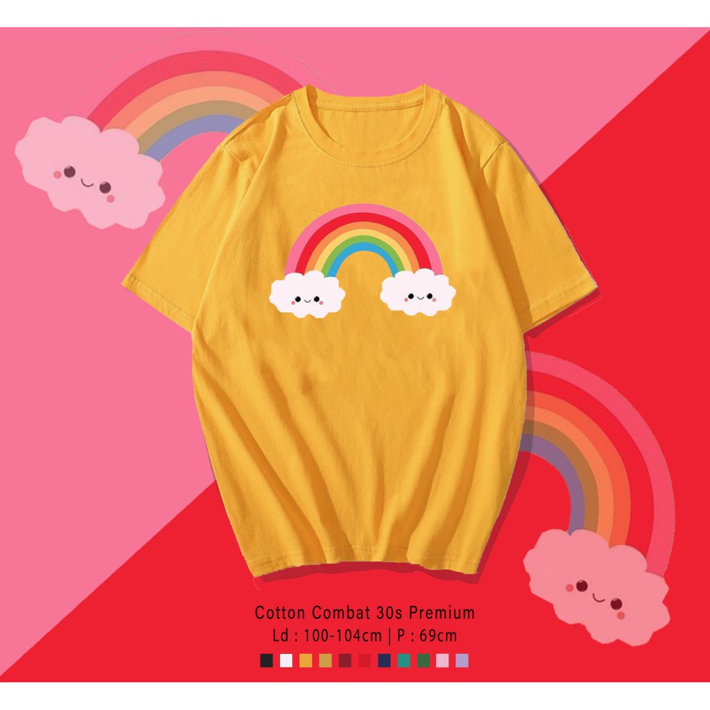 RAINBOW PELANGI KEHIDUPAN SMILE KAOS DESIGN PREMIUM  / TERMURAH