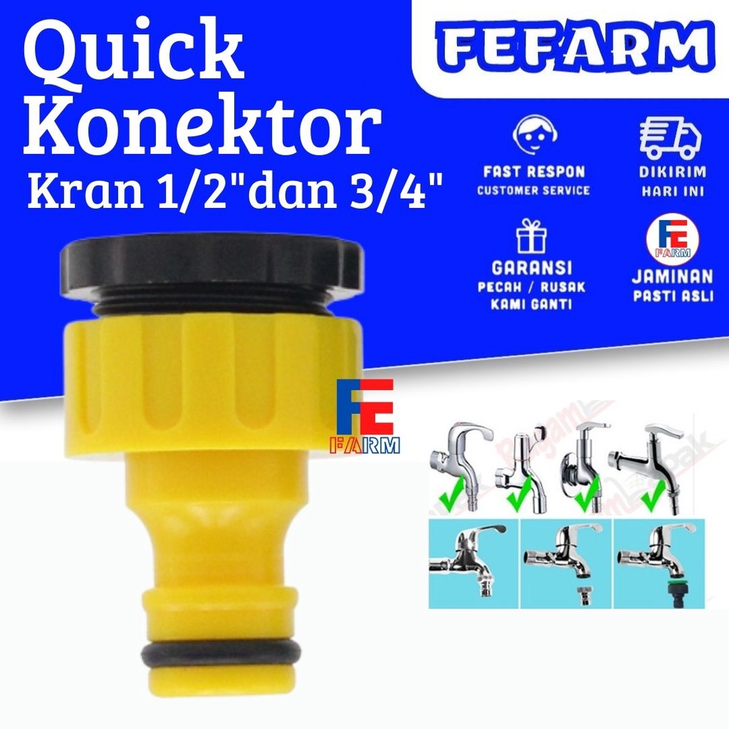 Konektor Kran Air  1/2&quot; or 3/4&quot; Double Drat Ulir Quick Connect 1/2&quot; atau 3/4&quot;  Termurah FEFARM