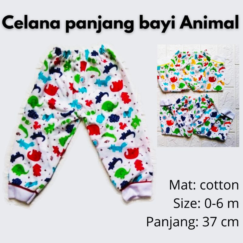 Celana Panjang Bayi 0-2 Tahun Bahan Katun Motif Aneka Animal / Binatang