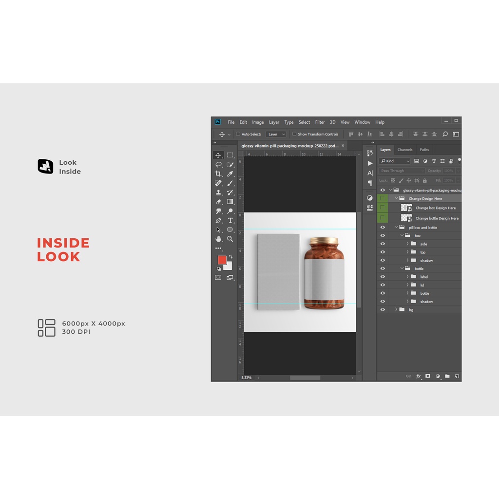 Glossy Vitamin Pill Packaging Mockup