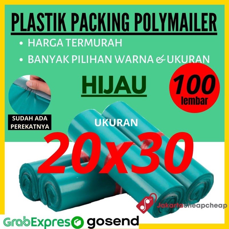 Plastik Packing Polymailer 20x30 Hijau Amplop Packing Online Termurah