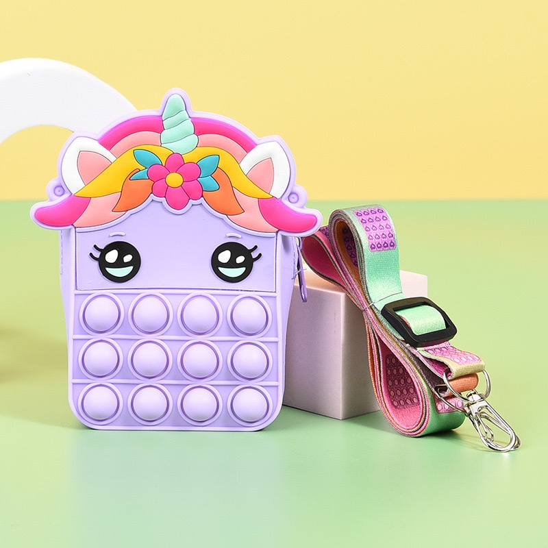 Tas Pop it Anak Pony Unicorn Lucu Import - Tas Selempang Anak Karakter Unicorn - Tas Pop It Terbaru Import - Tas Anak Lucu Pop It Fidget Toys - JL15