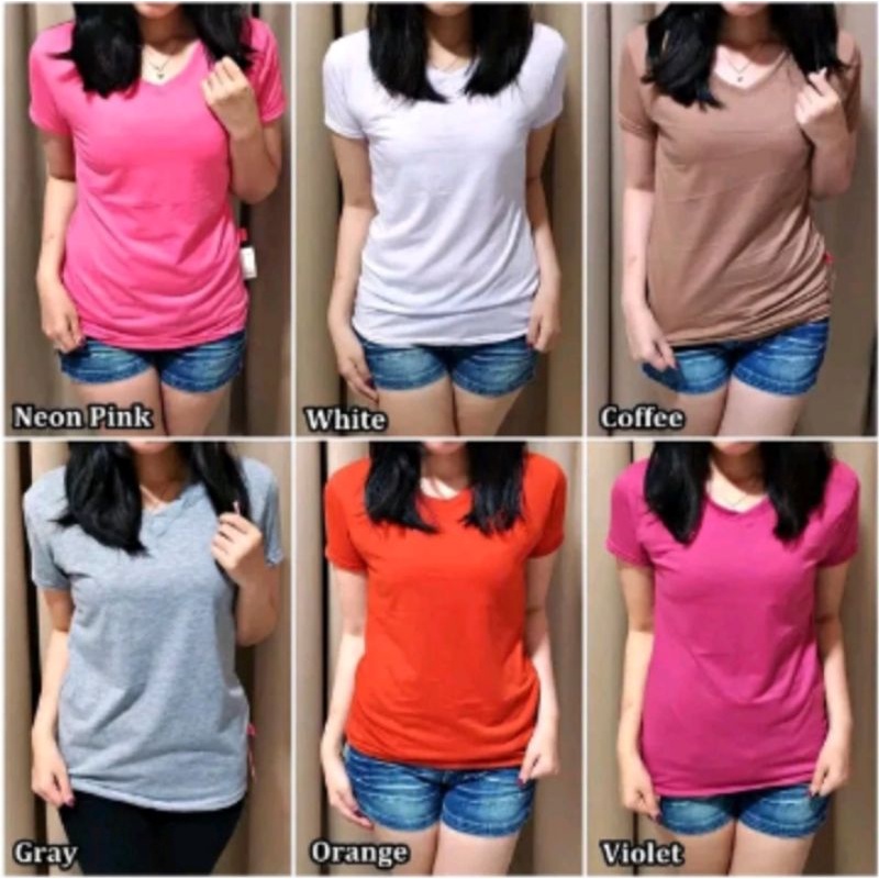 KEMEJA POLOS PUTIH HITAM MOSCREPE // ATASAN WANITA BASIC CASUAL // BAJU FORMAL KANTOR-Kaos v-nex putih