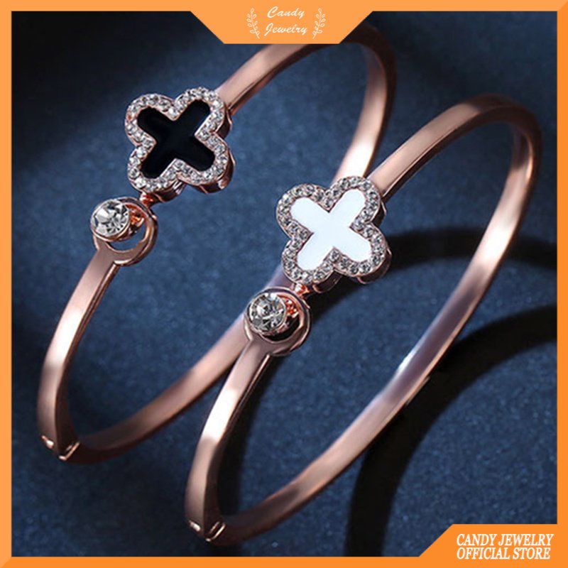 Gelang Desain Clover Warna Permen Serbaguna Untuk Wanita