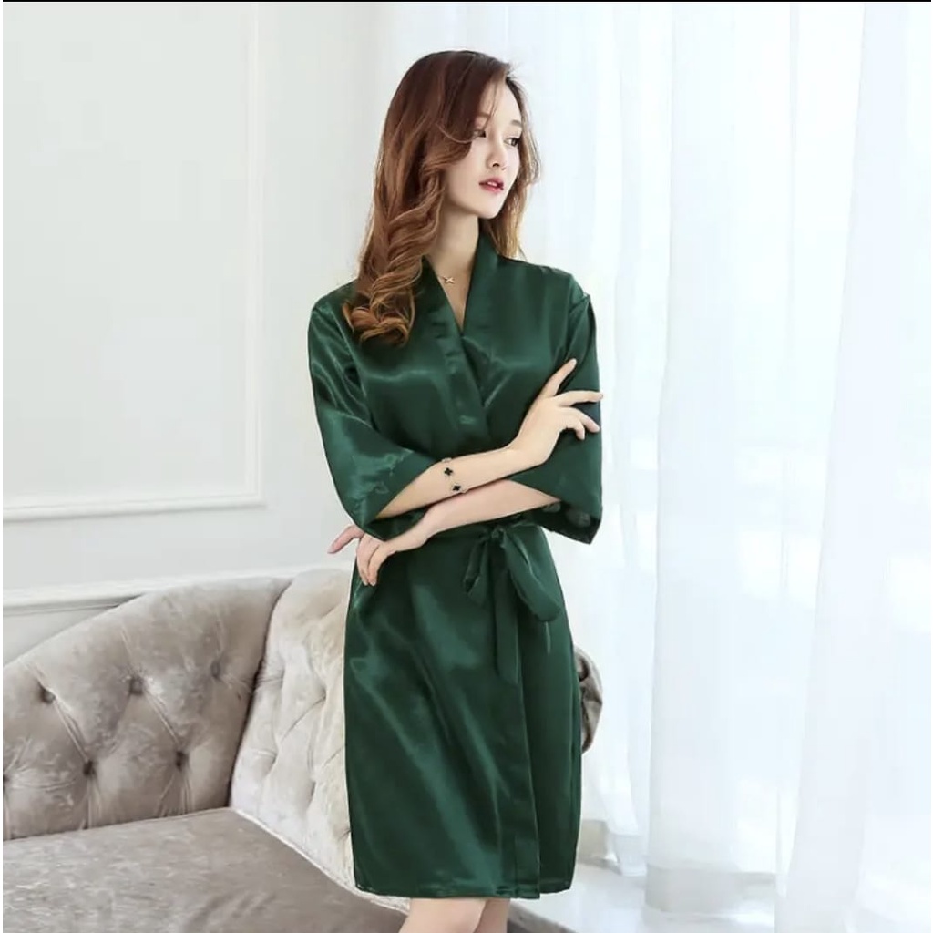 Baju tidur model kimono bahan satin import