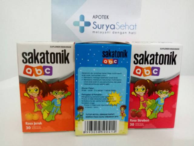 SakatoniK ABC isi 30 tablet hisap rasa Jeruk - Tutti Fruti - Strawberry - Anggur