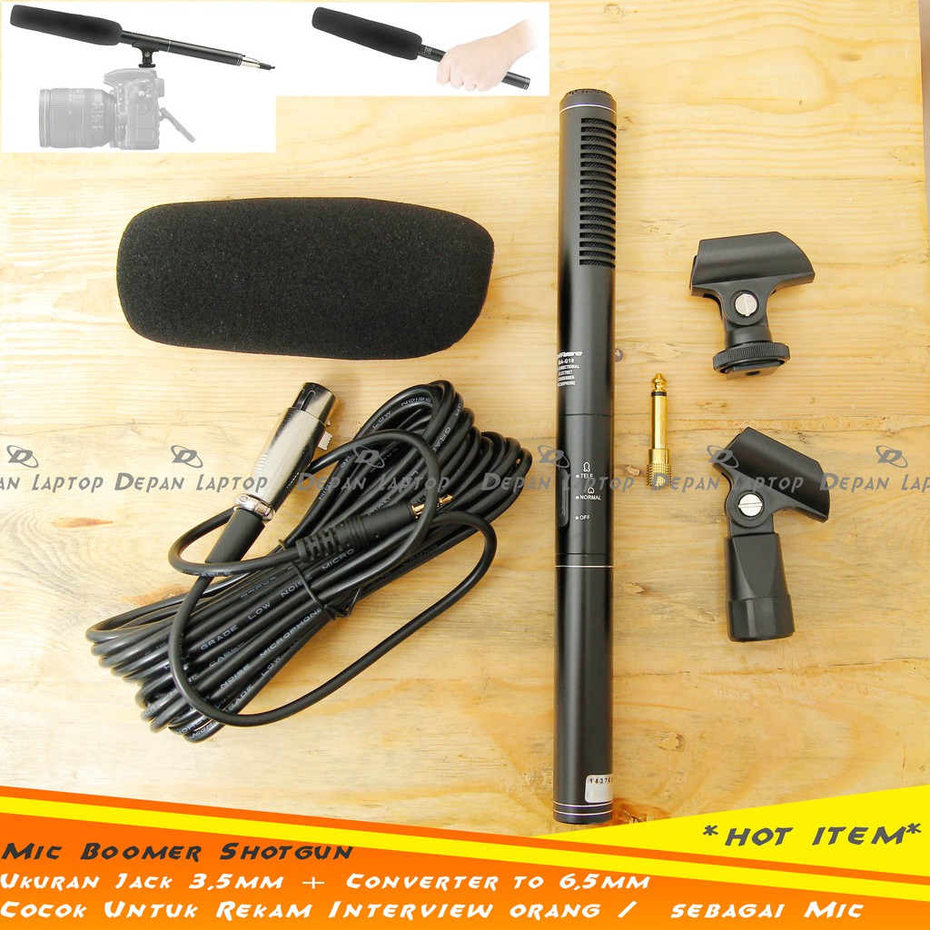 Jual Boomer Shotgun Microphone Kamera DSLR 3.5mm dan 6.5mm Cocok Untuk Mic Interview Indonesia