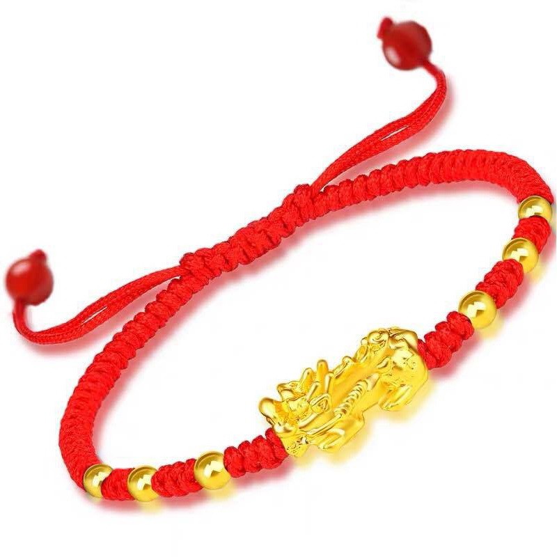 Fashion red and black rope single brave bracelet new hand-woven hand rope transfer beads evil spirit lucky bracelet bracelet wholesale