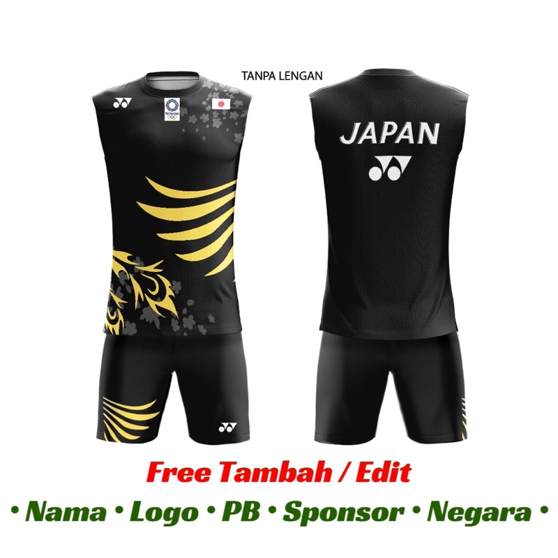 Jersey Setelang Bulutangkis Badminton Custom | Tanpa Lengan Pendek Dryfit Premium Fullprinting | JAP
