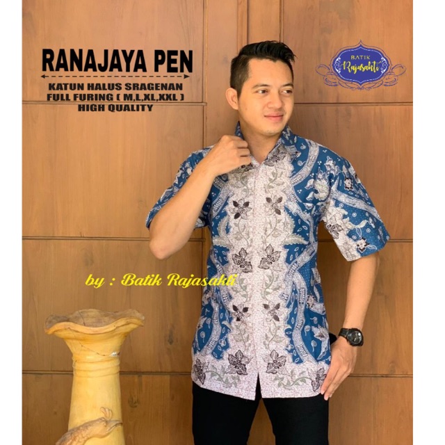 Batik Pria RANAJAYA PENDEK FULL FURING Katun Cabut Halus