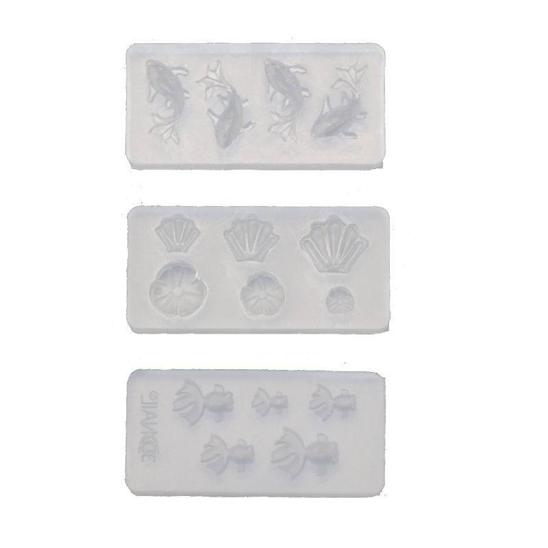 Moonlight&quot; 3Pc Mini Size Goldfish Lotus Leaf Earrrings Water Dag DIY Resin Jewelry Mold Kit