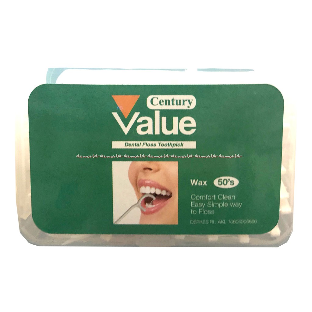 Life Resources 50pcs Dental Floss Toothpick Waxed Mint Century Value Tusuk Gigi Plastik Dan Benang Gigi