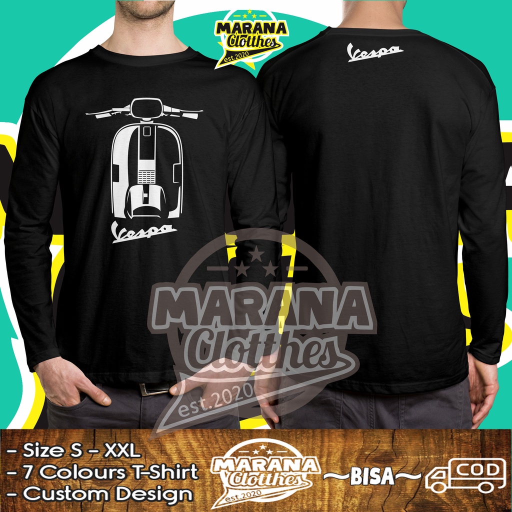 Kaos Baju Vespa Siluet Lengan Panjang Kaos Komunitas Vespa