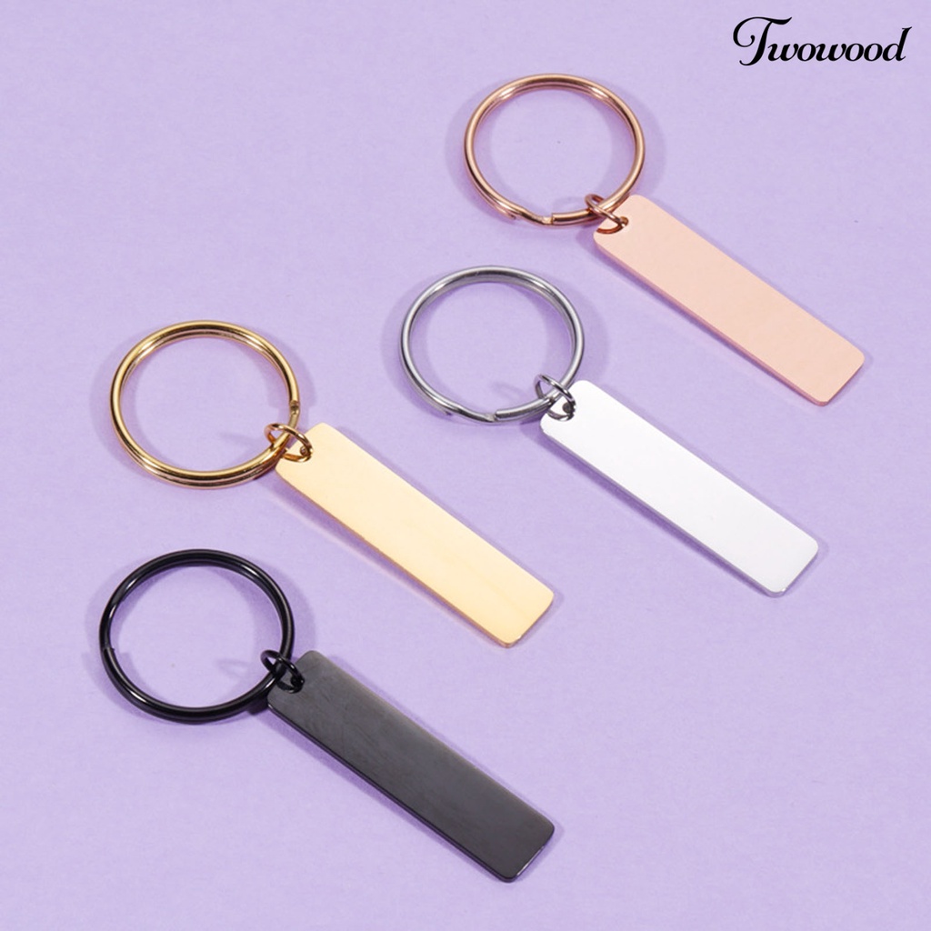 Twowood Strip Bar Key Chain Engravable Mirror Polish Stamping Blank Key Holder for DIY Engraving Name