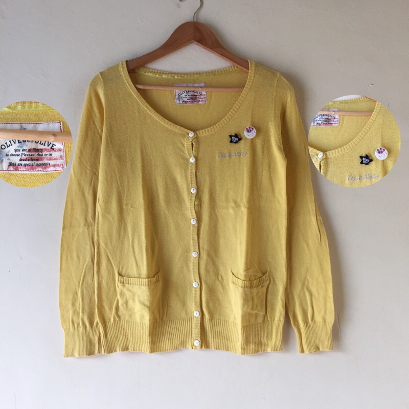 [BISA COD✅] Cardigan Thrift/Knitwear Rajut Atasan Wanita All Brand-Olivedesolive yellow