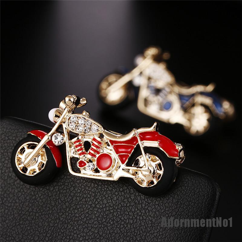 (Adornmentno1) Bros Pin Enamel Desain Motor Hias Kristal Berlian Imitasi