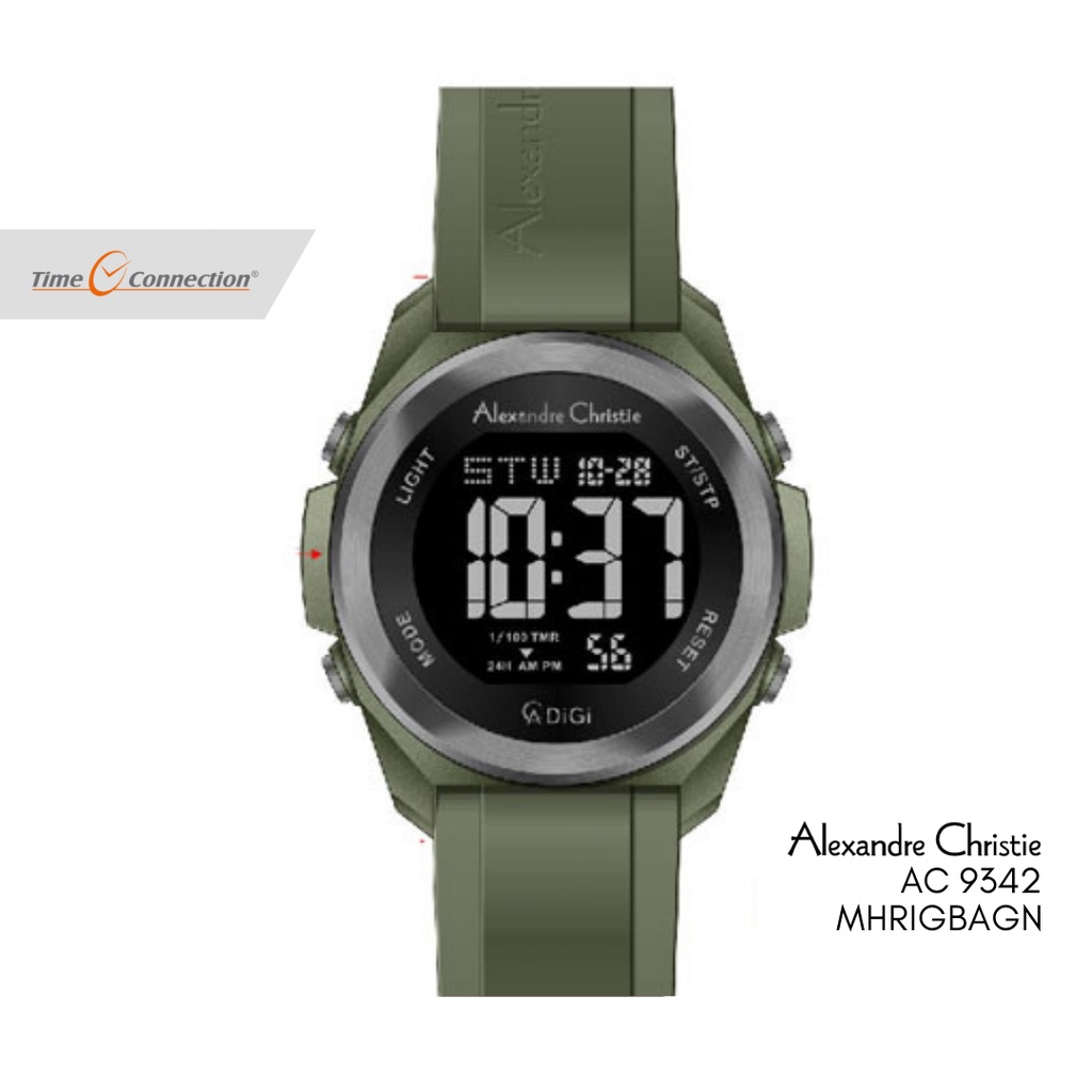Alexandre Christie AC 9342 MHRIGBAGN Hijau Original / Jam Tangan Pria Wanita Digital Karet / Green R