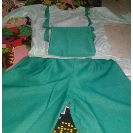 Baju Setelan Anak Muslim Dress + Hijab Khimar Muslim Anak Cewek Wanita Salur Garis Garis Usia 8-10 Tahun //Setelan Tunik Ceribelle Kidz// Baju Tunik Anak Perempuan Matt Katun Salur Motif Asli Kombi Baloteli Polos-4