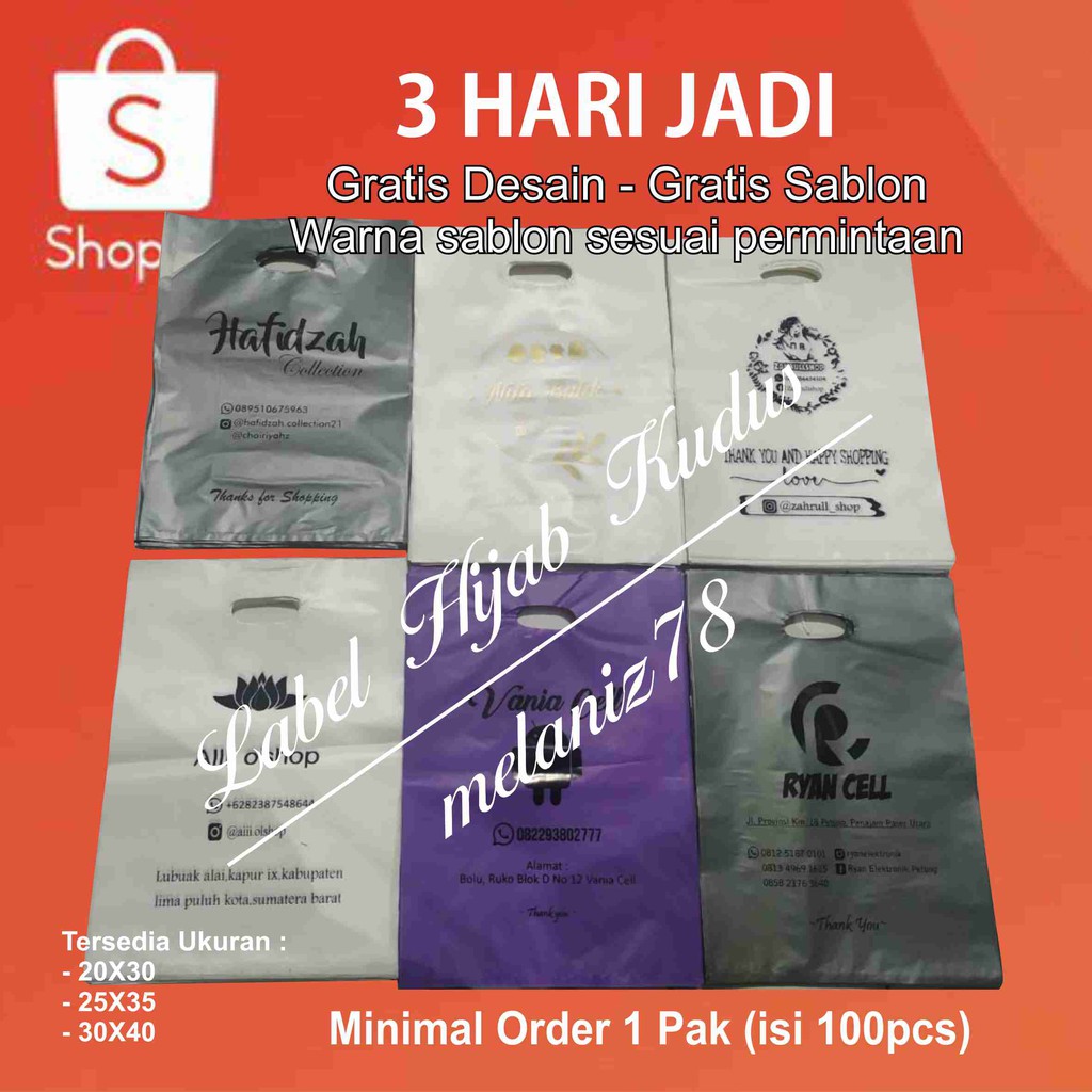 Jual Plastik Packing Online Shop Sablon Warna Ukuran X Shopee