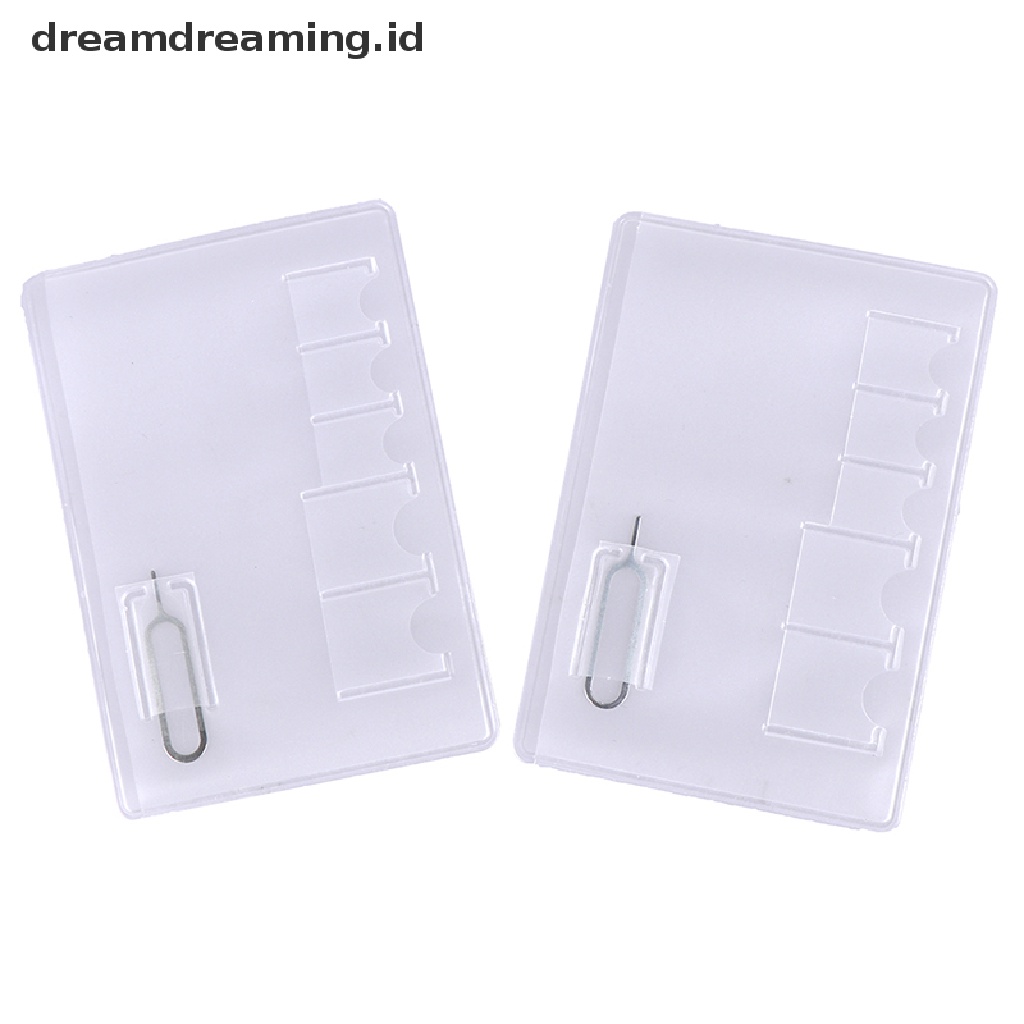 (dreamdreaming.id) 5pcs Case Transparan Universal Portable Holder 6 Kartu Sim Memory