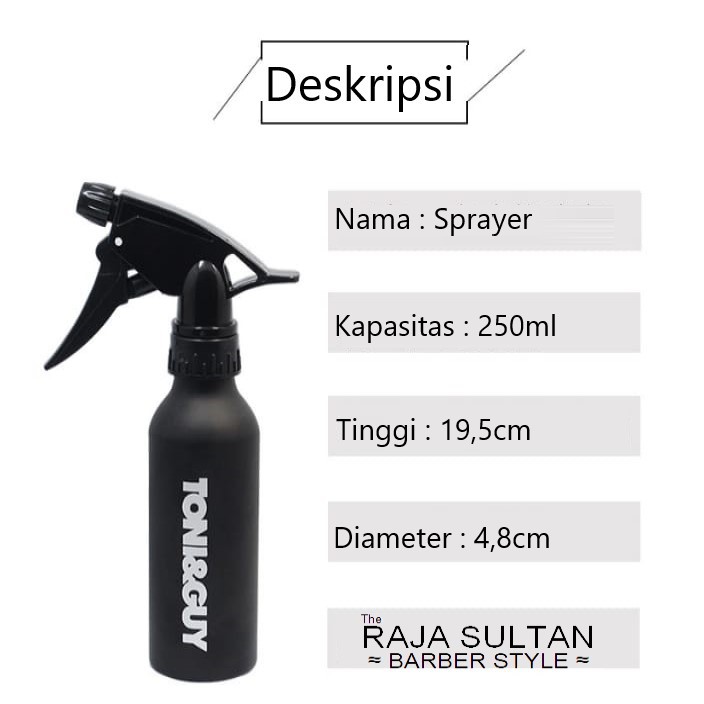 JEJE Botol Sprayer aluminium berkualitas 250ML untuk Spray barber dan pribadi HITAM