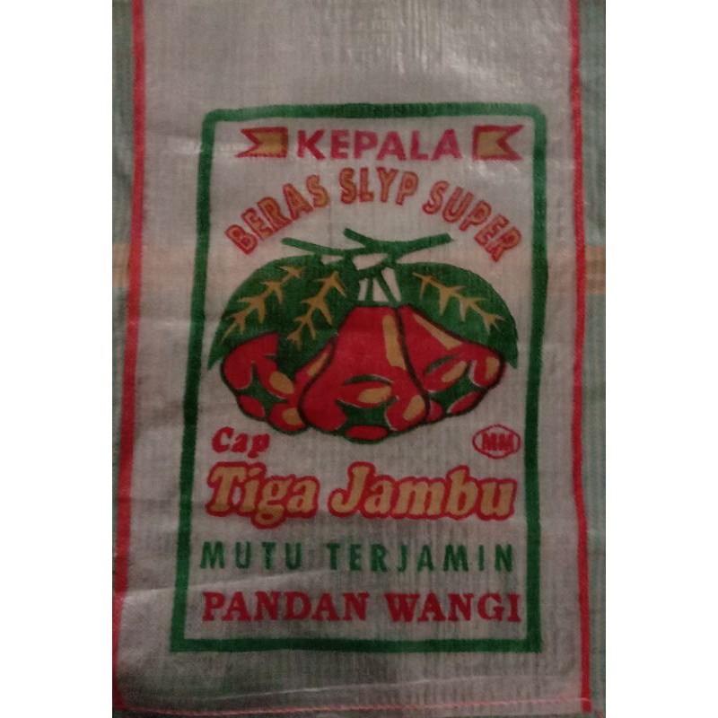 

karung beras cap tiga jambu Transparant 25kg(ini kemasan bukan beras )