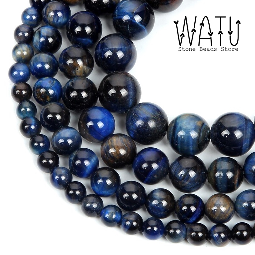 Batu Alam Tiger Eye Blue Lazuli Dyed Round Beads