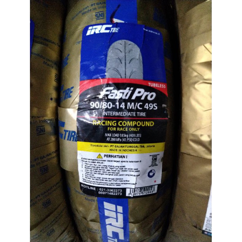 ban motor Matik IRC FASTI PRO ukuran 90/80-14 ring 14 Soft Compound