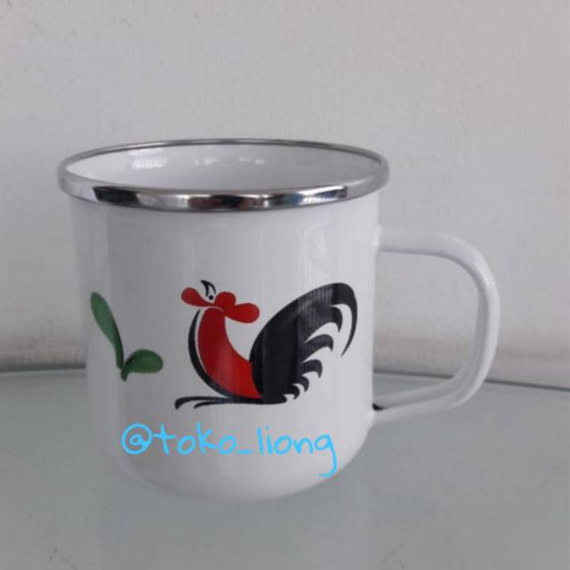 Mug Enamel Ayam Jago/Cangkir  Ayam Jago/ Gelas Ayam Jago