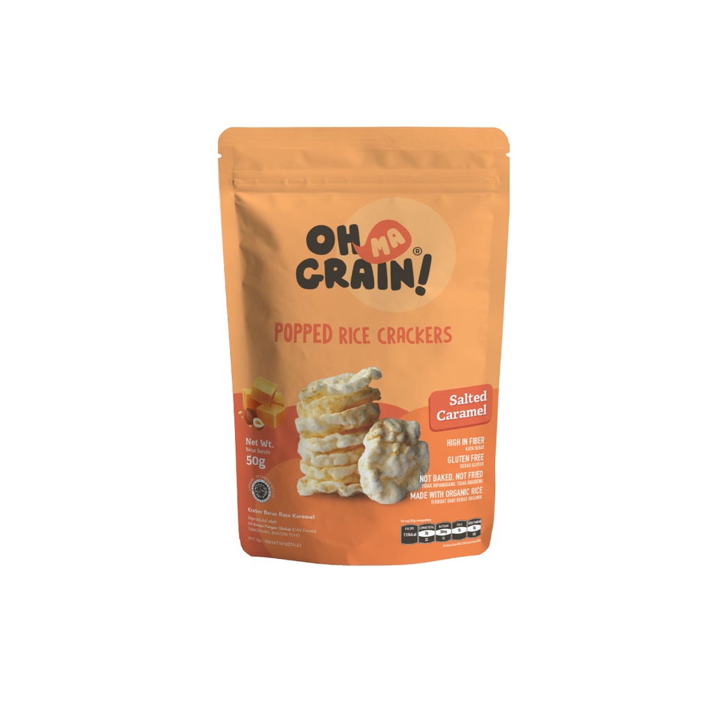 Oh Ma Grain, Organic Brown Rice Cakes Salted Caramel 50 gr