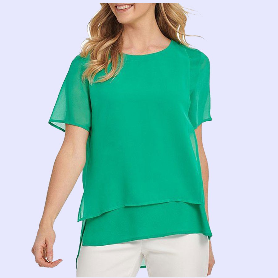 DKNY HILO LAYERED BLOUSE GREEN
