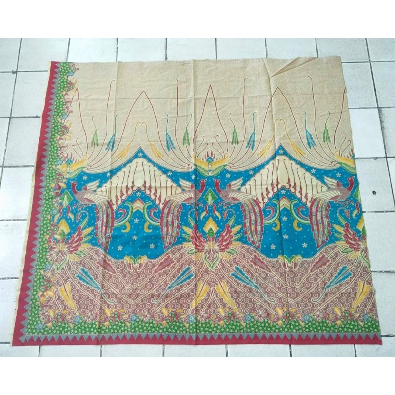 kain batik katun printing solo motif merak kembar