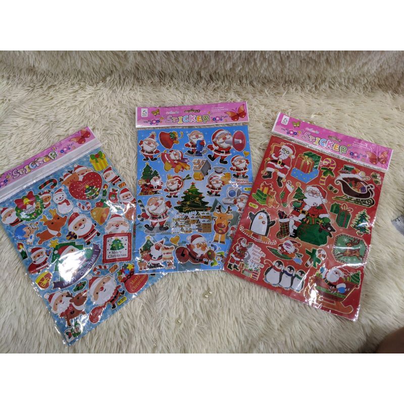 

Sticker Christmas Santa set isi 3 stiker anak natal