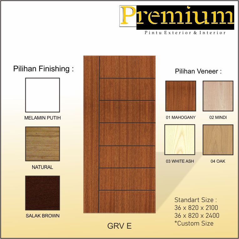 Pintu Kamar Interior Kayu Merbau FJLB Veneer 02 Mindi UK. 36x820x2100mm