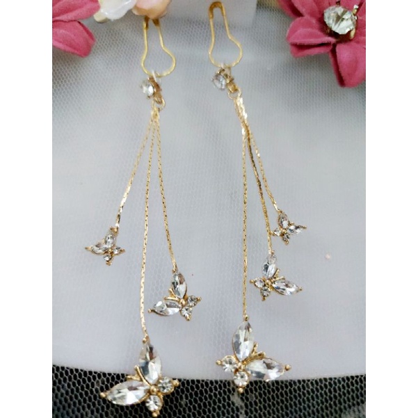 A52 anting hijab juntai kupu kupu swarovsi gold_anting jilbab_anting hijab